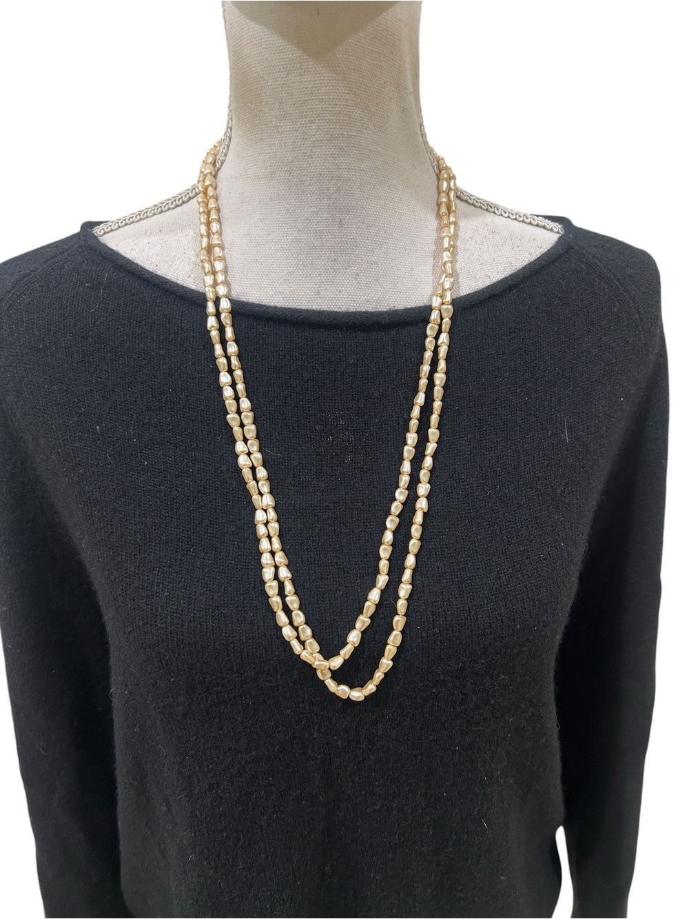 Vintage seed Champagne Pearl high lustrous long Necklace versatile wearing box